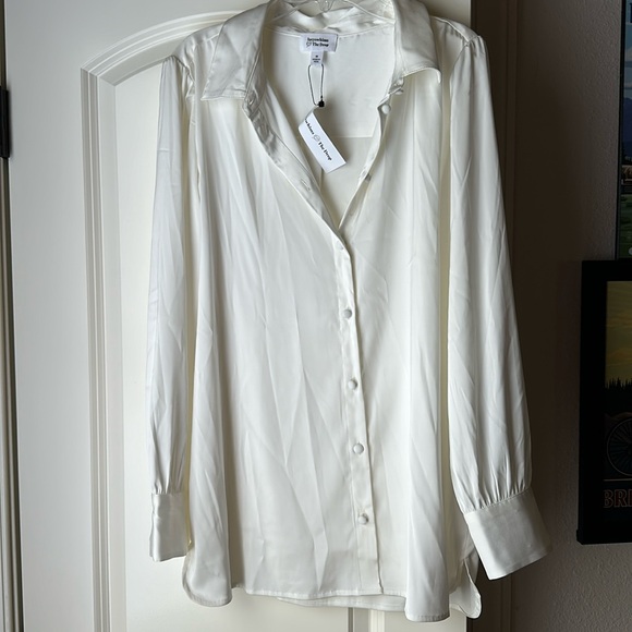 The Drop Satin White Button Down Shirt - Picture 2 of 4
